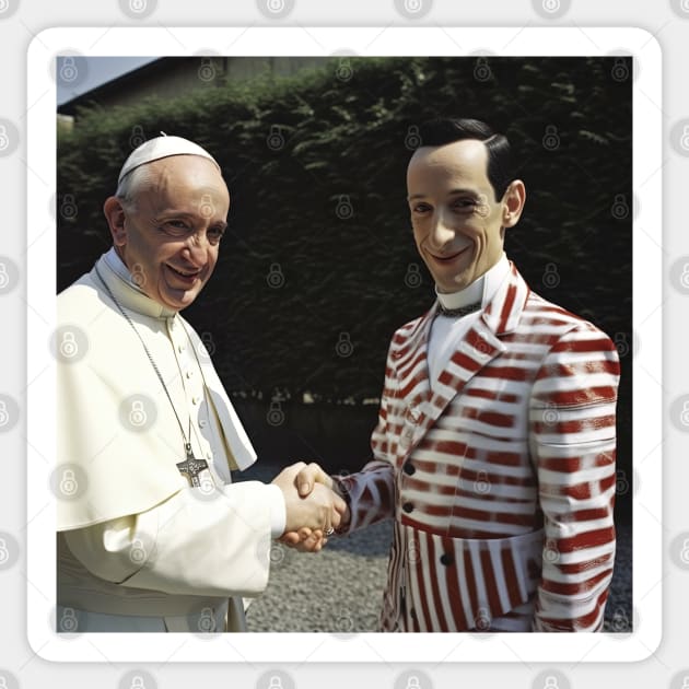 Pee Wee Herman with Pope Francis Sticker by Maverick Media